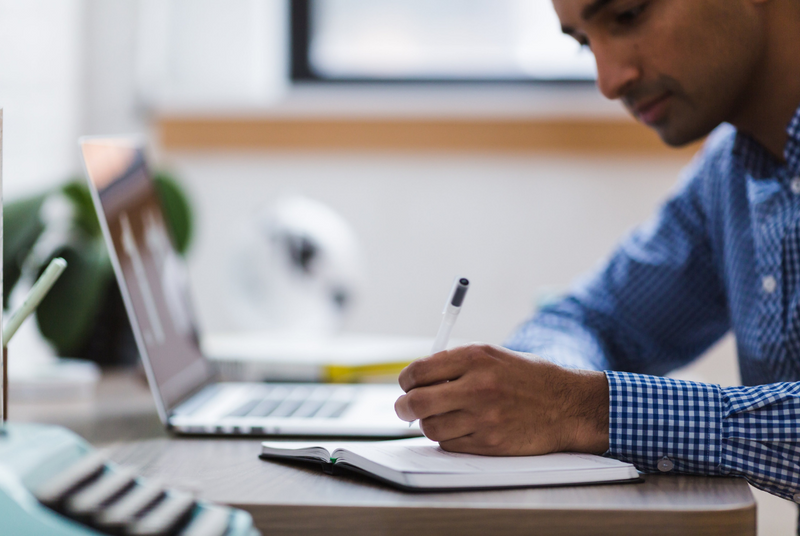 Student studying for the analytical writing section of the GMAT